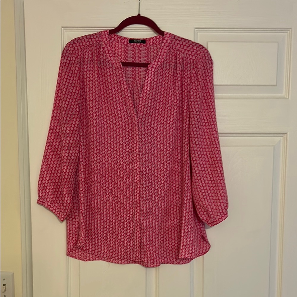 NYDJ Fuchsia Geometric Blouse